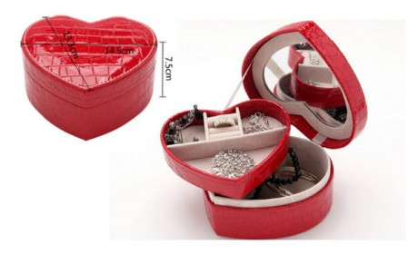 jewelry case customized heart shape pu decorate case