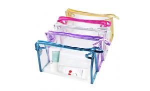 Waterproof Clear Transparent Vinyl PVC Zippered Cosmetic Makeup Bag For Travel