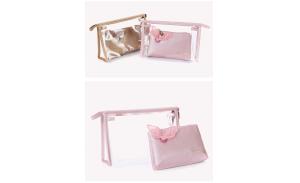 Eco Friendly New Design Blank Wholesale Portable Clear Women Washing Bag PVC Transparent Makeup Cosmetic Bag Custom for Lady