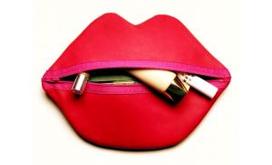 Hot Fashion Promotional Red Neoprene lip shaped cosmetic bag Makeup Pouch
