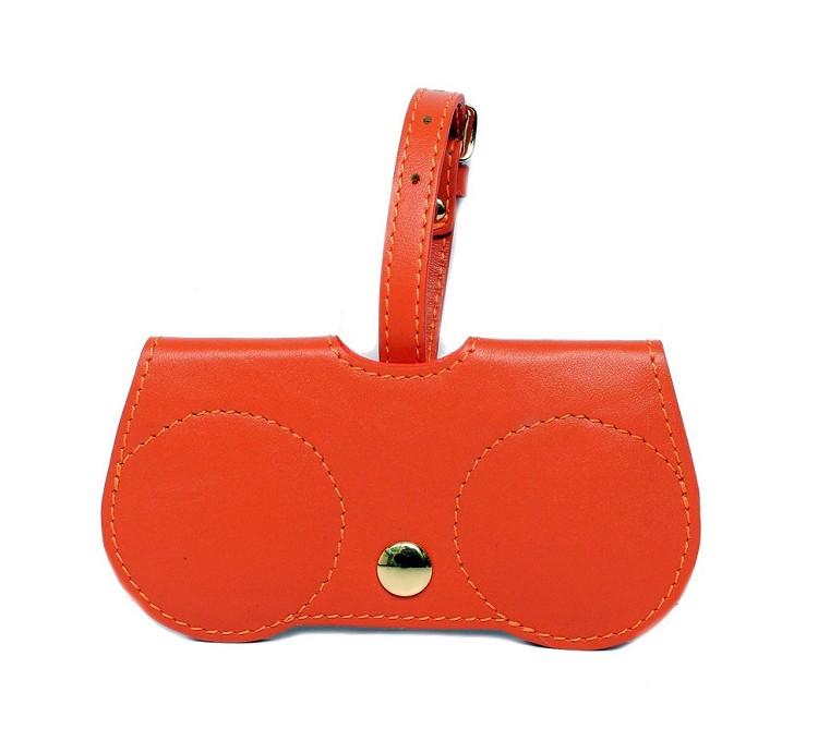 Cute eyeglasses hanging out pouch handmade genuine leather sunglass case fashionable full gran cowhide fold leather glasses case