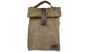 High Quality Travel Handmade Thermal Tote Reusable Insulated Waxed Canvas Lunch Bag Customized with leather handle