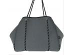 Fashion Customized Beach Metallic Black Women Perforated Neoprene Tote Bag