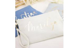 MakeUp Bag Light Denim Custom Bridesmaid Gift for Her Birthday Monogram Cosmetic Bag Small Makeup Bag Wholesale