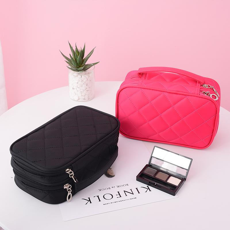 Custom Wholesale Promotion multifunction mini washing bag Nylon embroidery style women cosmetic makeup bag for travel