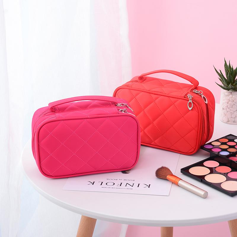 Custom Wholesale Promotion multifunction mini washing bag Nylon embroidery style women cosmetic makeup bag for travel