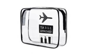 TSA approved TPU quart sized carry-on cosmetic bag clear travel toiletry bag