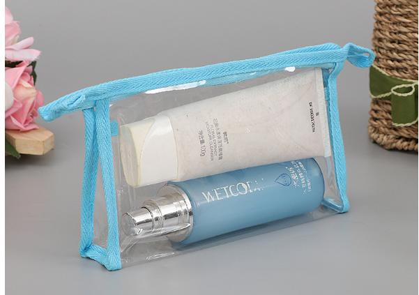 low moq wholesale customized pvc ladies travel cosmetic bag zipper makeup bag pvc transparent bag