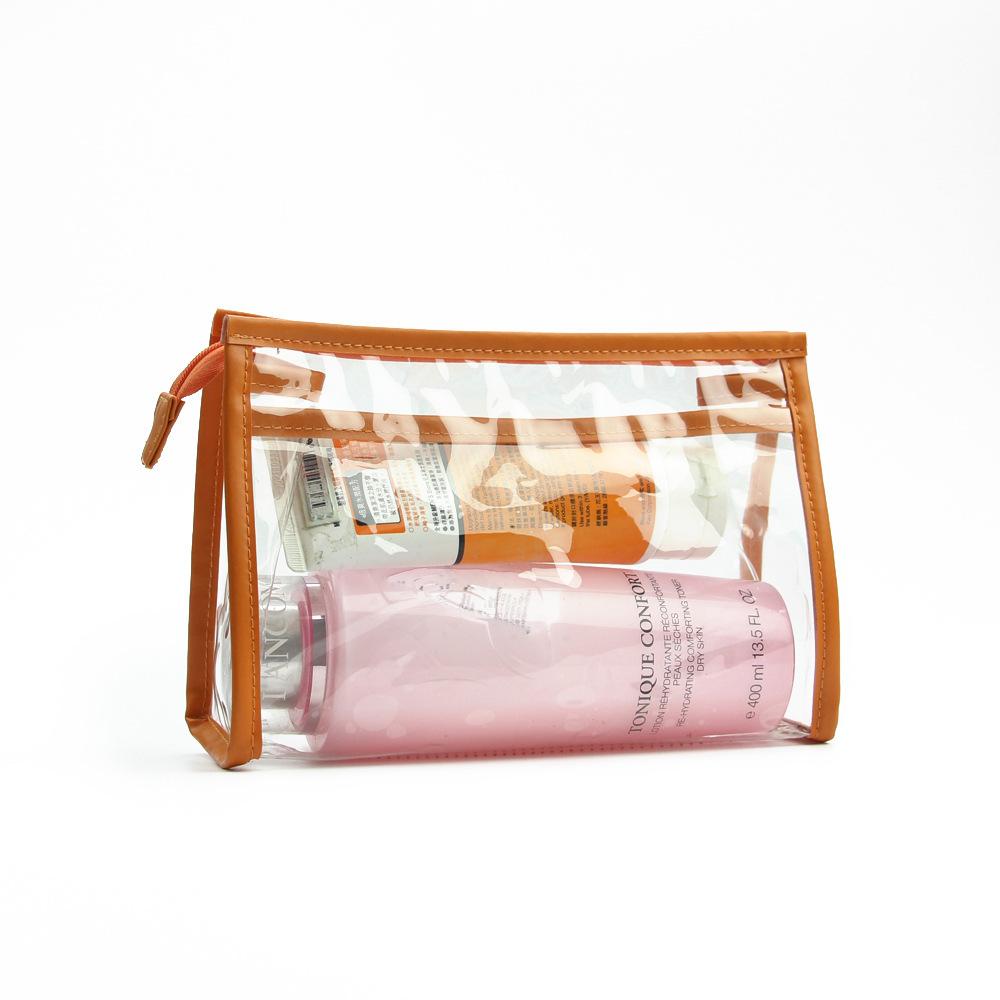 low moq wholesale customized pvc ladies travel cosmetic bag zipper makeup bag pvc transparent bag