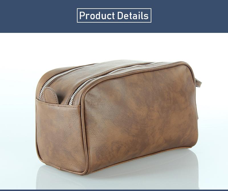 Professional Outdoor Private Label PU Organizer Makeup Bag Portable Logo Custom Leather Travel Toiletry Cosmetic Bag  For Men
