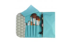 Wholesale women travel cosmetic brushes roll bag pu custom makeup bag