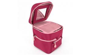 Custom portable waterproof hanging oversize travel makeup case cosmetic bag with compartment mirror