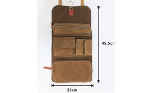 Mens waxed canvas hanging travel toiletry cosmetic bag