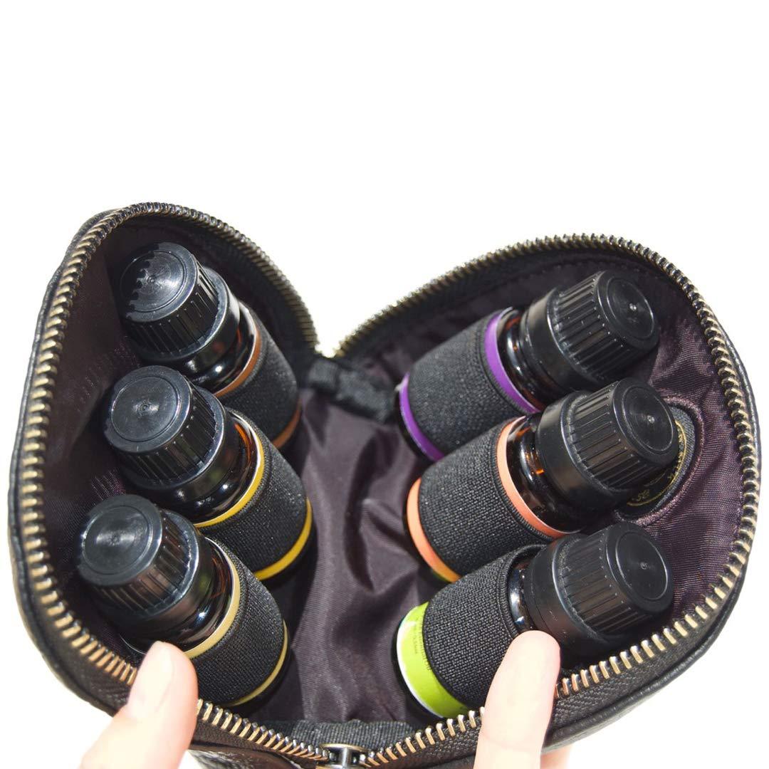 Small Essential Oil Carrying/Travel Case - Classic Genuine Black Leather