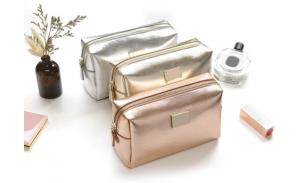Luxury Modella Custom Beautiful Small Cross Stripe PU leather Makeup Bag Cosmetic bag