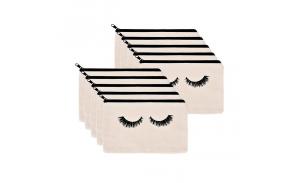 Wholesale personalized eyelash makeup canvas cosmetic bag with zipper