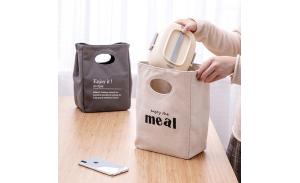 Fashion recycle eco-friendly folding insulated food drink rice waxed canvas lunch bag